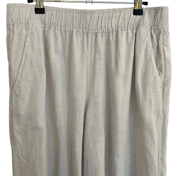 Tahari Essentials Womens M Linen White Pull On Wide Leg Crop Pants Coastal Beach - Picture 4 of 7